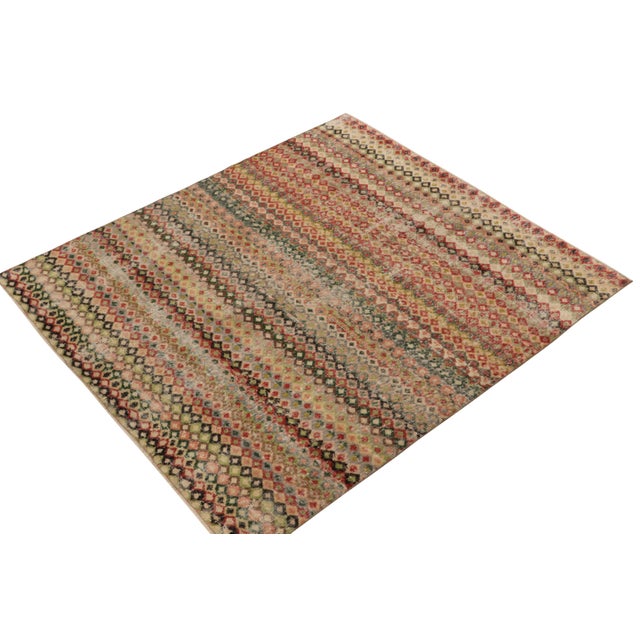 Hand-knotted in wool, a 6x7 vintage rug from a playful Turkish atlier entering Rug & Kilim’s commemorative Mid-Century...