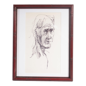 1960s Abstract Ink Portrait Drawing by James L. Bruch