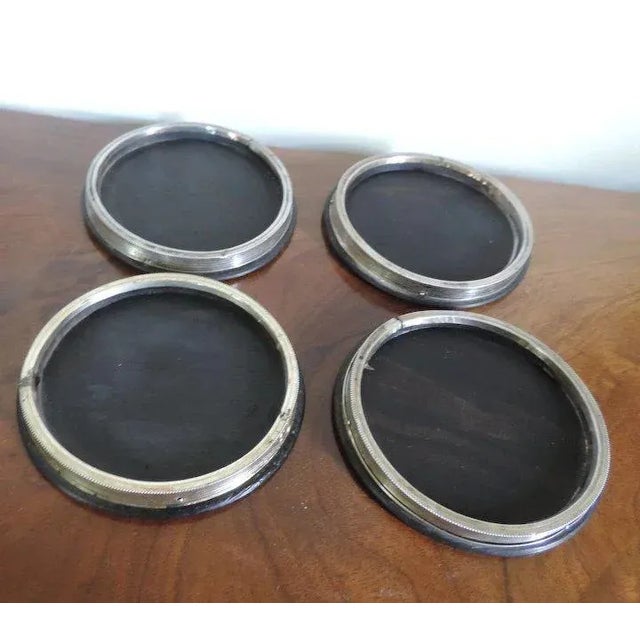 Traditional 19th Century Dutch Neoclassical Silver & Ebony Hardwood Wine Coasters - Set of 4 For Sale - Image 3 of 11