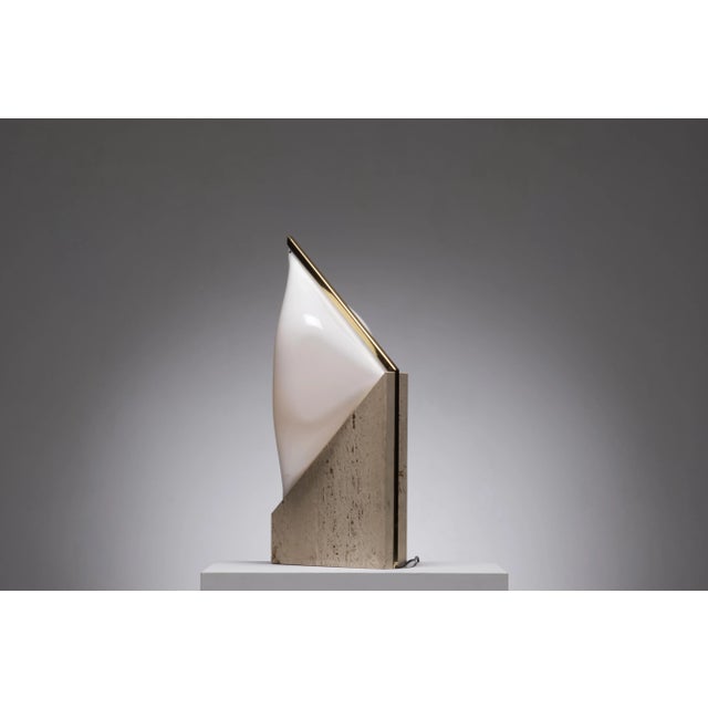 Large Travertine Table Lamp, 1975 For Sale - Image 3 of 15