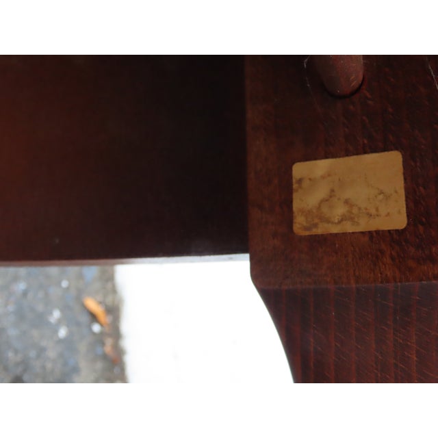 Brown French Inlay Round Coffee Table With Brass Apron 6349 For Sale - Image 8 of 11