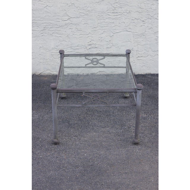 Woodard Delphi Cast Aluminum Glass Top Coffee Table For Sale - Image 16 of 18