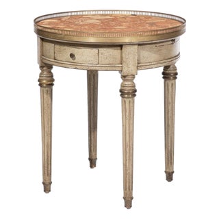 Late 20th Century Louis XV-Style Gris Peinte Bouillotte Table For Sale