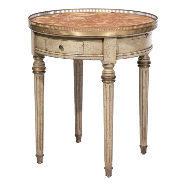 Late 20th Century Louis XVI Style Gris Peinte Bouillotte Table For Sale