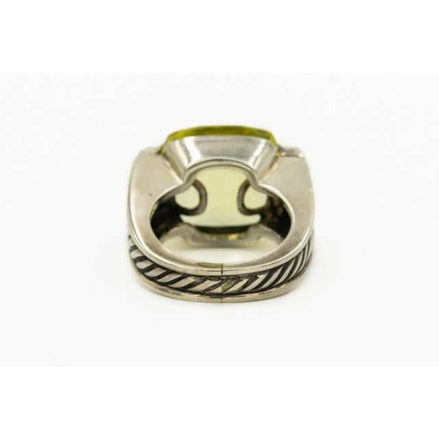 Yurman Green Quartz Diamond Sterling Silver Deco Cable Cocktail Ring size 5.5 For Sale - Image 4 of 6