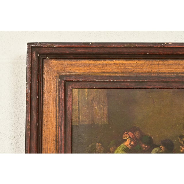 Brown "Peasants Playing Cards" Reproduction Oil Painting by Adriaen Brouwer For Sale - Image 8 of 13
