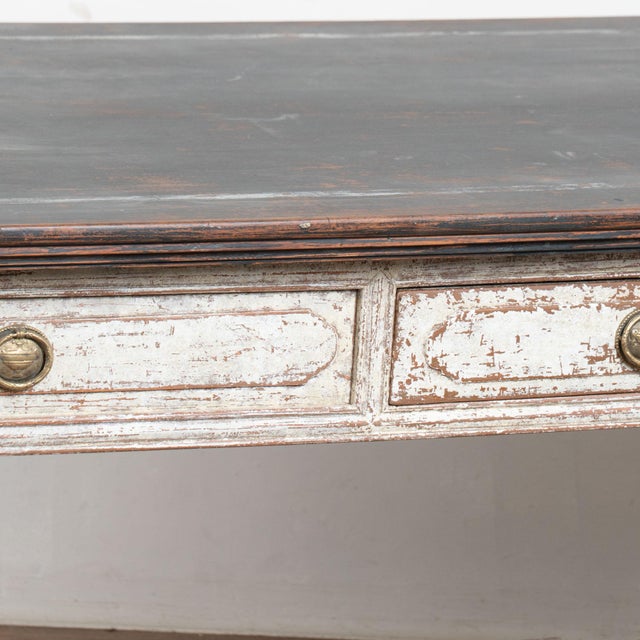 Antique White 19th Century Danish Painted Baroque Library Writing Table Console For Sale - Image 8 of 18