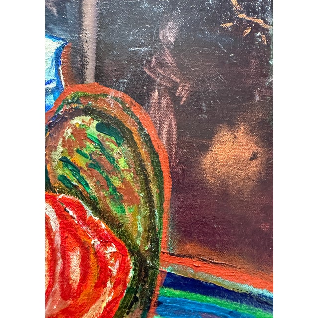 Blue Colorful Still Life With Blue Pitcher, Oil Painting For Sale - Image 8 of 12