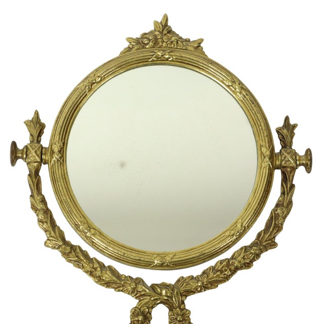 Baroque French Baroque Style Gilt Brass Table Mirror, 1950s For Sale - Image 3 of 17