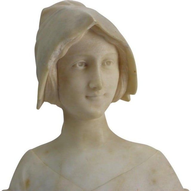 Stone Antique Carved Marble Bust of Joan of Arc 19thc For Sale - Image 7 of 8