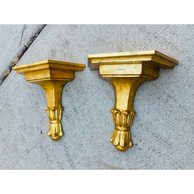 Vintage Italian Gold Wall Brackets For Sale In Charleston - Image 6 of 7