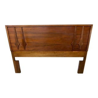 Mid-Century Modern Young Manufacturing Full Size Walnut Headboard For Sale