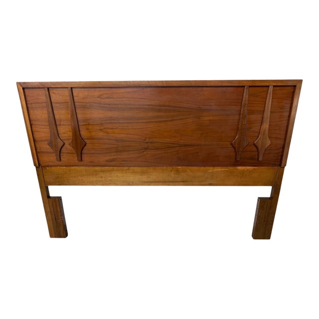 Mid-Century Modern Young Manufacturing Full Size Walnut Headboard For Sale