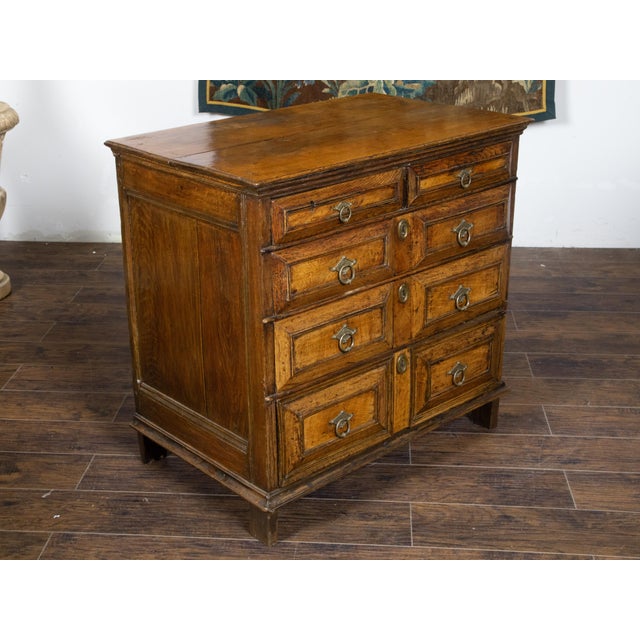 Early 19th Century English King George III 1800s Oak Five Drawer Commode with Raised Panels For Sale - Image 5 of 12