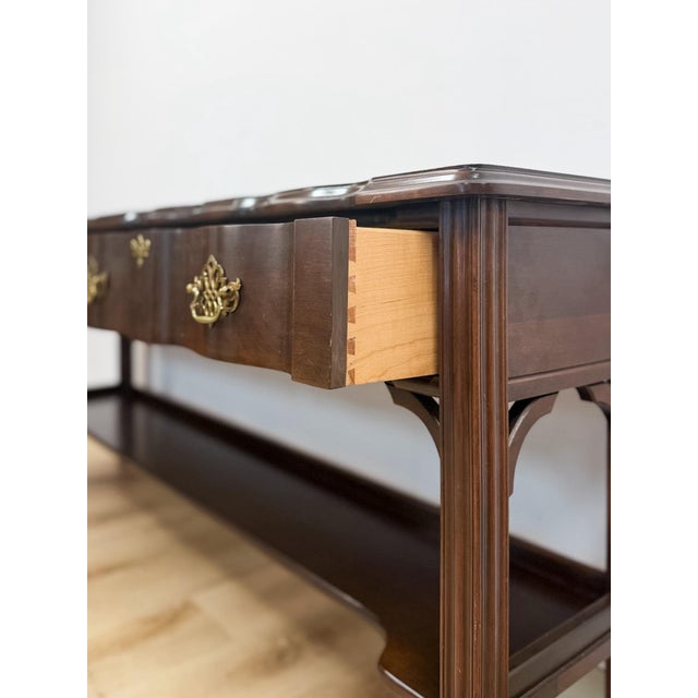 Vintage Console Table Harden Traditional Brass Pulls Hall Entry Table Sofa Table For Sale - Image 13 of 14