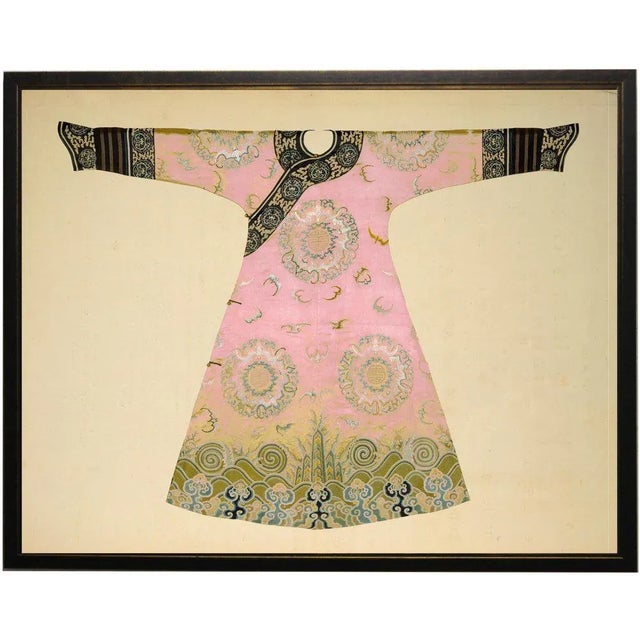 Asian Light Pink Robe in Black & Copper Shadowbox 17x13 For Sale - Image 3 of 3
