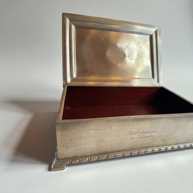 Gray Vintage Swedish Pewter Cigar Box from GAB, 1934 For Sale - Image 8 of 10