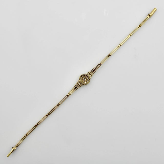 1910s Art Deco 18k Gold Platinum Topped Diamond Bracelet For Sale In Los Angeles - Image 6 of 8