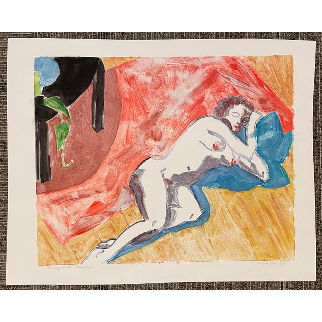 2007 Steve Krauss Reclining Nude Monotype For Sale - Image 4 of 4