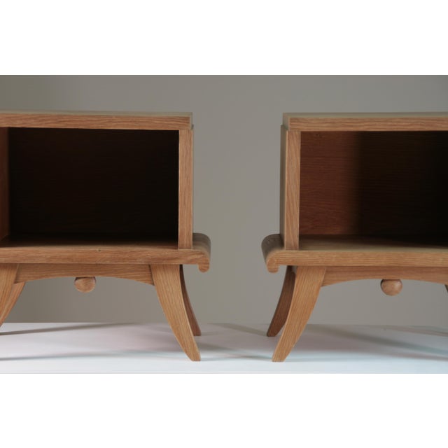 Wood Vintage French Art Deco Bedside Tables in Oak, 1930s, Set of 2 For Sale - Image 7 of 13