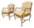 Faux Bamboo Horn Shape Legs New Linen Upholstery Lounge Chairs For Sale