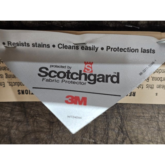 1990s Set of 8 Henkel Harris Black Cherry Dining Room Chairs White Damask Fabric For Sale - Image 11 of 18