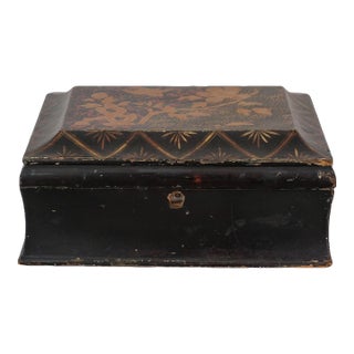 Antique Black Lacquer Japanese Meiji Box For Sale