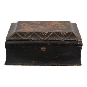 Antique Black Lacquer Japanese Meiji Box