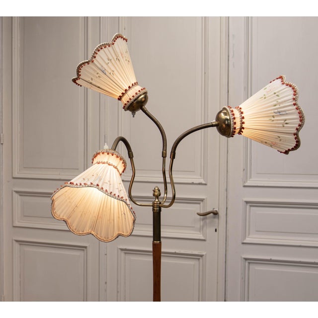 Metal Swedish Model 139 3-Light Floor Lamp from Eskilstuna Elektrofabriks AB, 1940s For Sale - Image 7 of 13