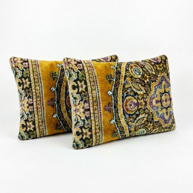 Mid-Century Modern Mid-Century Velvet Lumbar Pillow Cover 15'' X 24'' - Set of Two For Sale - Image 3 of 4
