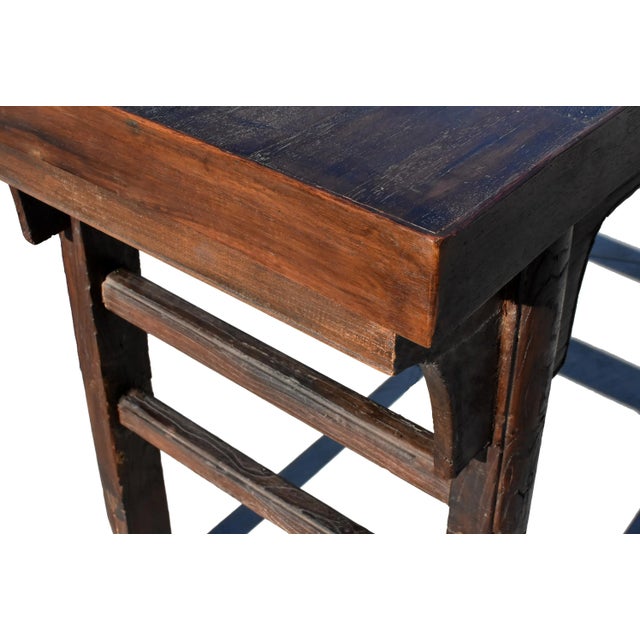 Brown Antique Chinese Solid Single Board Console Table For Sale - Image 8 of 12