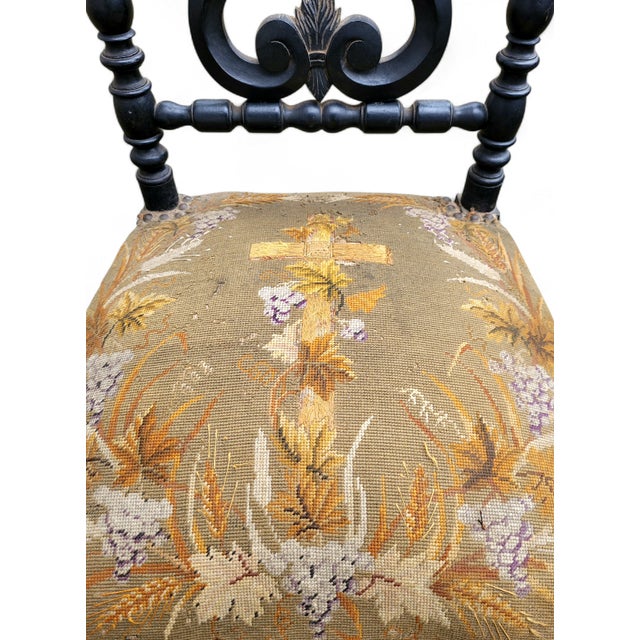 Antique French Prayer Chair with Carved Cross, 1880s For Sale - Image 11 of 16