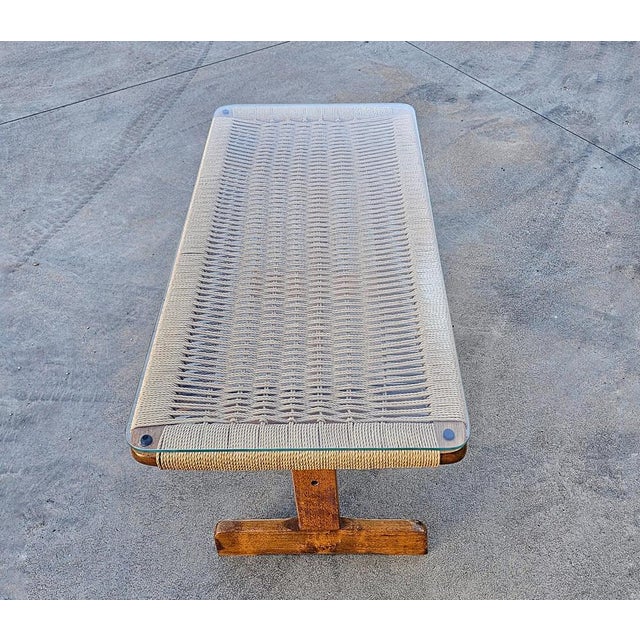 Mid-Century Modern Coffee Table with Danish Paper Cord Top in the style of Hans J. Wegner, 1960s For Sale - Image 3 of 12