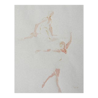 Late 20th Century Study Dancers Watercolor Painting For Sale
