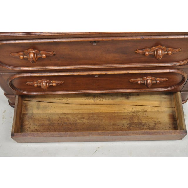 Antique Eastlake Victorian Carved Walnut Marble Top Washstand Dresser W/ Mirror For Sale - Image 10 of 18