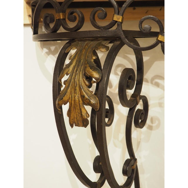 19th Century French Wrought Iron and Tole Console Table With Brocatelle Marble Top For Sale - Image 14 of 18