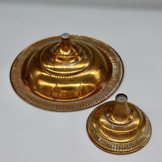 Antique Italian Brass Pedestal Tazza — Gadroon Rim Compote, Early 20th Century For Sale In Austin - Image 6 of 9