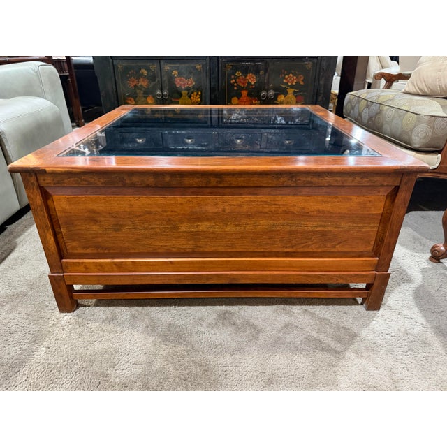 Mid-Century Modern Bob Timberlake Glass Top Curio Style Coffee Table With 3 Drawers For Sale - Image 3 of 7