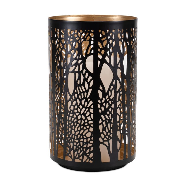 Forest Trees Punched Metal Candle Holder (Set of 2) For Sale In Chicago - Image 6 of 9