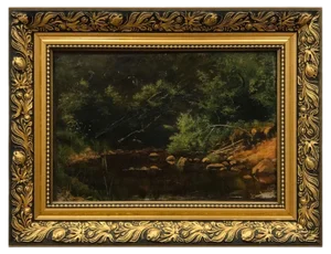 Shore, 19th-Century, Oil on Canvas, Framed