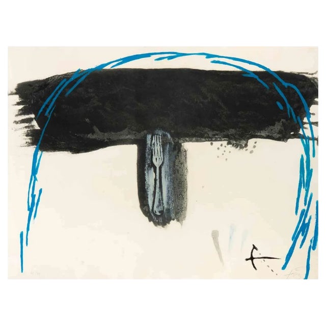 Antoni Tàpies, Blue Arc, Original Etching by Antoni Tapies, 1972 For Sale