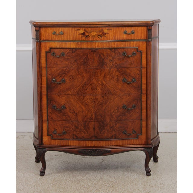 Age: C.1930s Details: Curved Sides And Front Dovetailed Drawer Construction Fine Carved Details High Quality Construction...