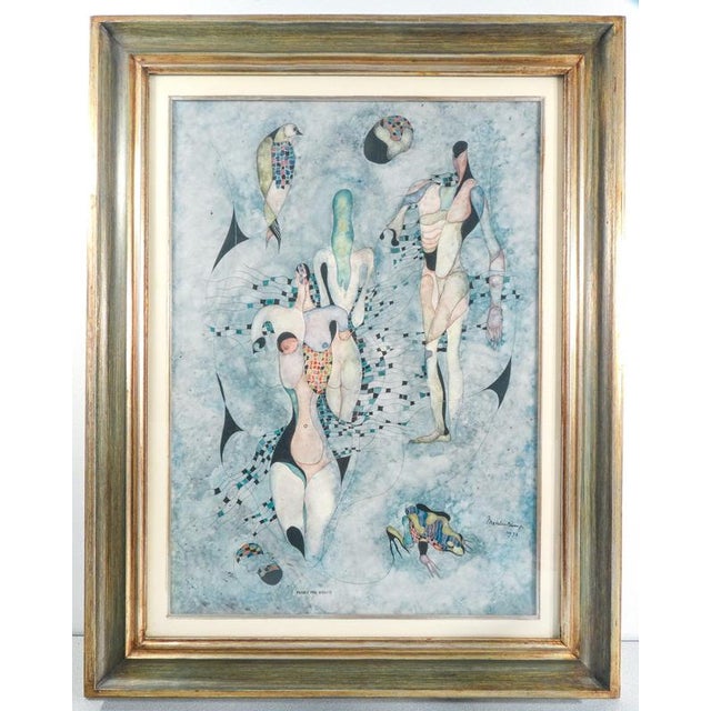 Ermanno Metelerkamp, Nude, Figures of the Forest, 1974, Watercolor and Ink on Paper, Framed For Sale - Image 14 of 14