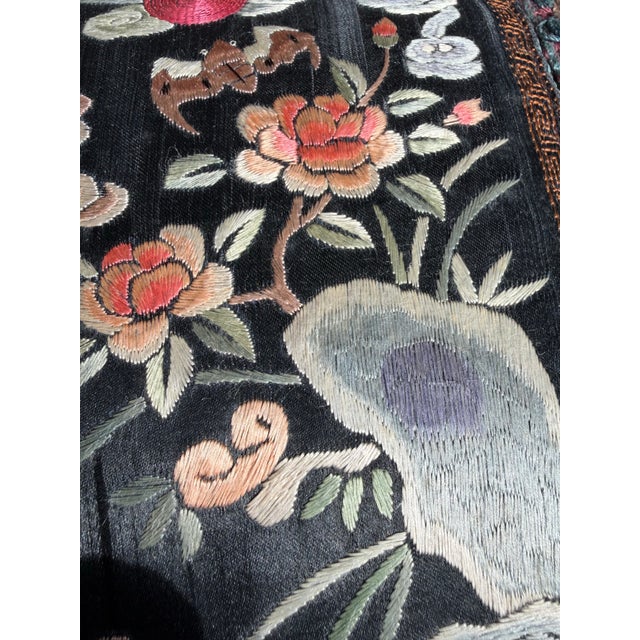 Pair of Antique Chinese Imperial Embroidered Silk Rank Badge Pillows For Sale - Image 11 of 11