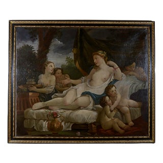 Dunna on Daybed with Cherubs and Maids, Oil on Canvas, Framed For Sale