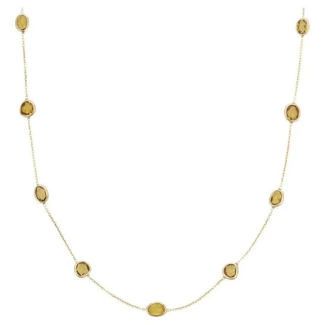 Not Yet Made - Made To Order French Deco 7.65 Ct Yellow Sapphire Station Chain Necklace in 14k Yellow Gold For Sale - Image 5 of 11