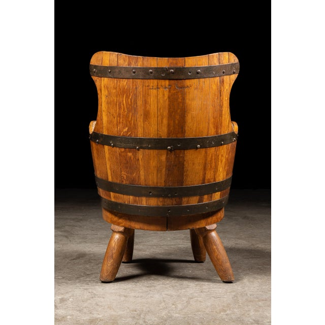 Mid 20th Century Vintage Tufted Leather Chesterfield Barrel Chair For Sale - Image 5 of 12