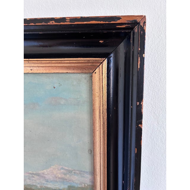 Green Vintage Original Landscape Oil Painting: Countryside Nature Wall Art For Sale - Image 8 of 14