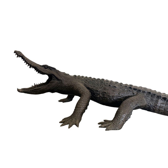 Brown Monumental Bronze Crocodile Fountain Sculpture – 149” L Outdoor Garden For Sale - Image 8 of 12