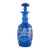 Antique Bohemian Blue Engraved Glass Bottle Covered Decanter For Sale